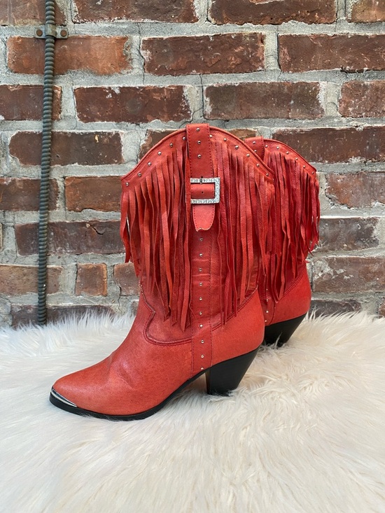 Dingo Red Fringe Bohemian Cowboy Boots, Size 7 - Picture 4 of 15